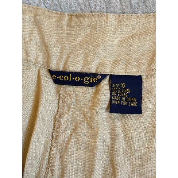 E•col•o•gie Tan linen shorts size 16 - Picture 3 of 4